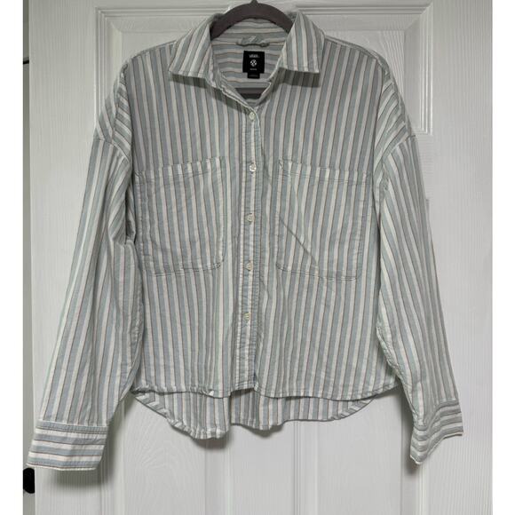 Vans Women's Cotton Striped Button Down Long Sleeve Shirt Size Medium - Picture 1 of 13